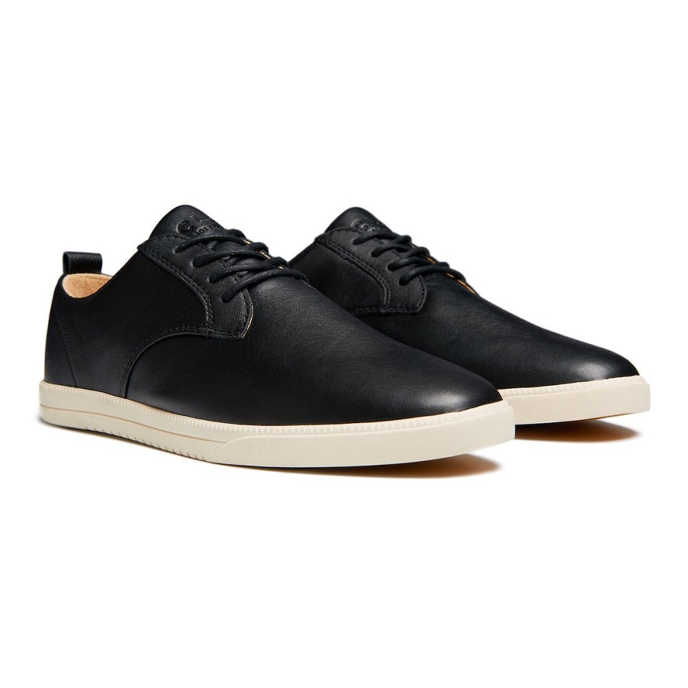 CLAE ELLINGTON Shoes Mens USA419-O87 In Leather Black Milled Tumbled Leather